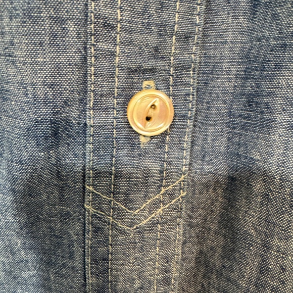 J. Crew Blue Chambray Button Down Shirt with Casual Style and Relaxed Fit - Picture 6 of 15